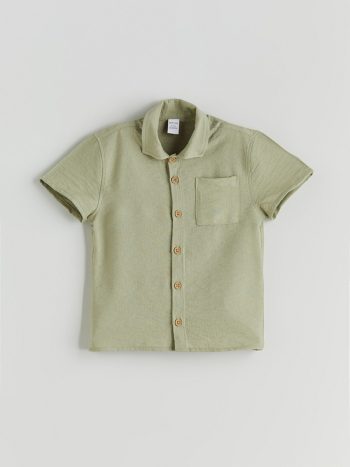 LCW Baby Green Basic Boys Shirt and Shorts Set