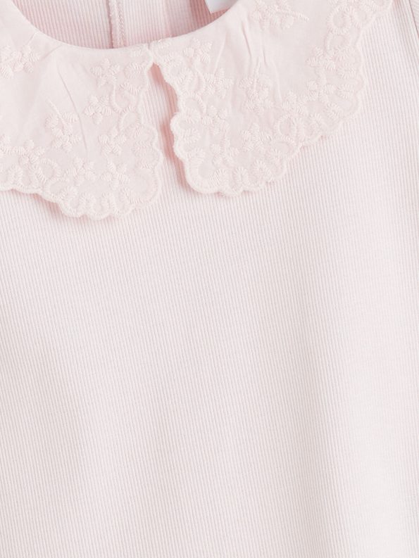 LCW Kids Pink Embroidered Peter Pan Collar Blouse