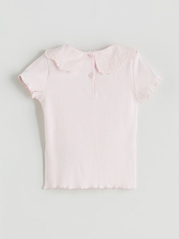 LCW Kids Pink Embroidered Peter Pan Collar Blouse