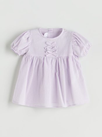 LCW Baby Lilac Ribbon Detail Cotton Dress