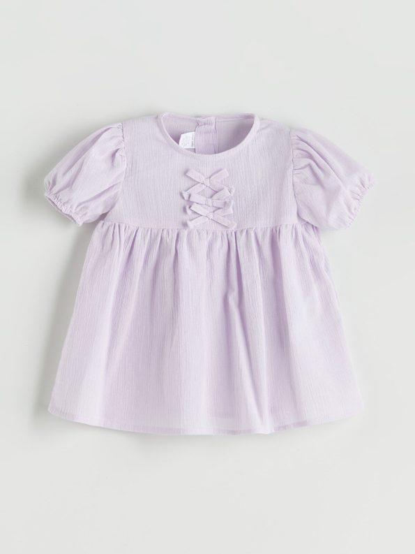 LCW Baby Lilac Ribbon Detail Cotton Dress