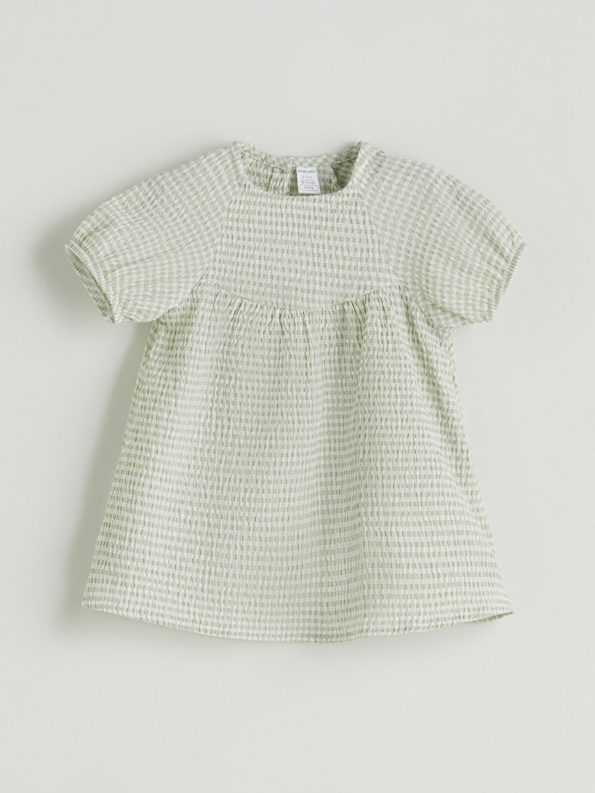 LCW Baby Green Checkered Pattern Dress