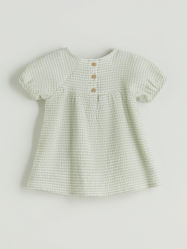 LCW Baby Green Checkered Pattern Dress