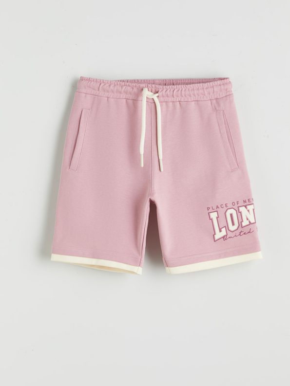 LCW Kids Pink Crew Neck London Print T-Shirt and Shorts Set
