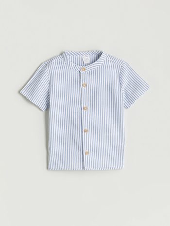 LCW Baby Cream Short Sleeve Striped Shirt and Shorts Set