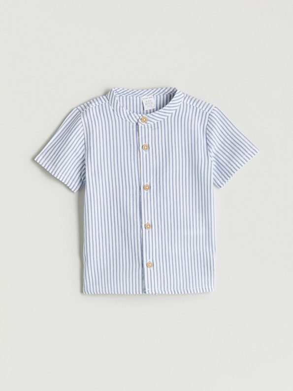 LCW Baby Cream Short Sleeve Striped Shirt and Shorts Set