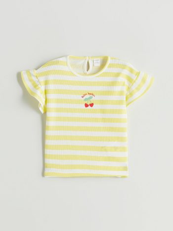 LCW Kids Yellow Striped Girls Blouse and Shorts Set