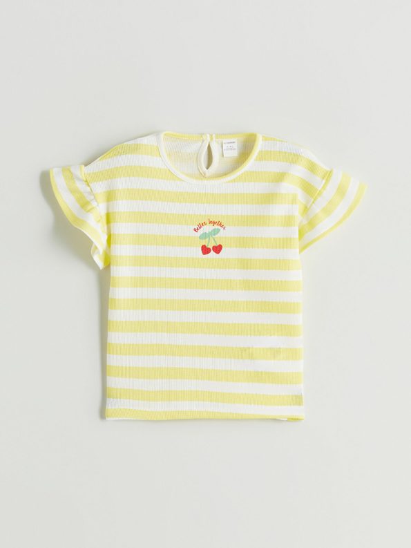LCW Kids Yellow Striped Girls Blouse and Shorts Set