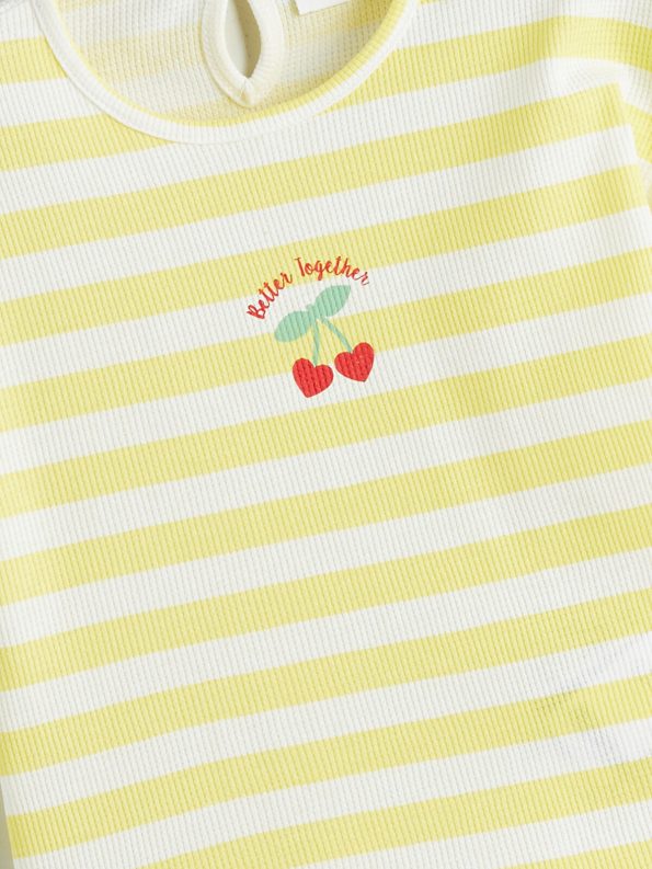 LCW Kids Yellow Striped Girls Blouse and Shorts Set