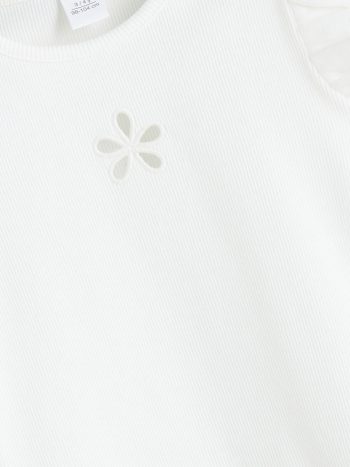 LCW Kids Cream Embroidered Crew Neck Blouse
