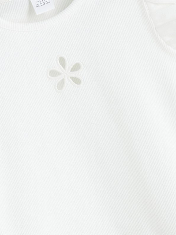LCW Kids Cream Embroidered Crew Neck Blouse