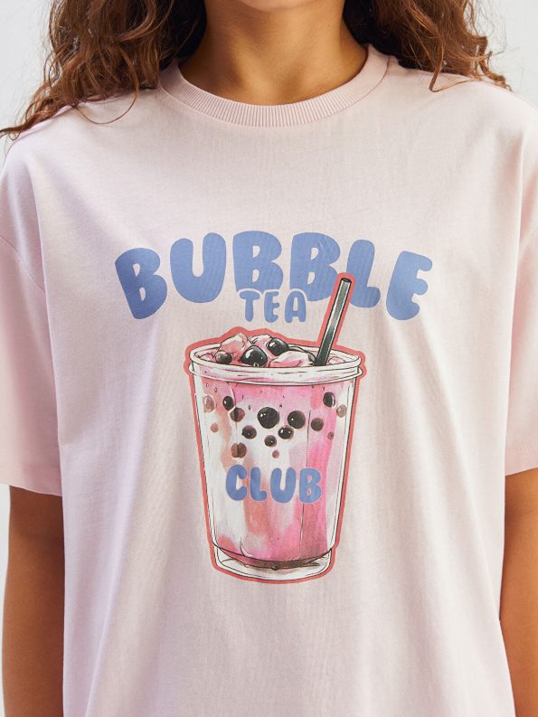 LCW Kids Pink Crew Neck T-Shirt for Girls