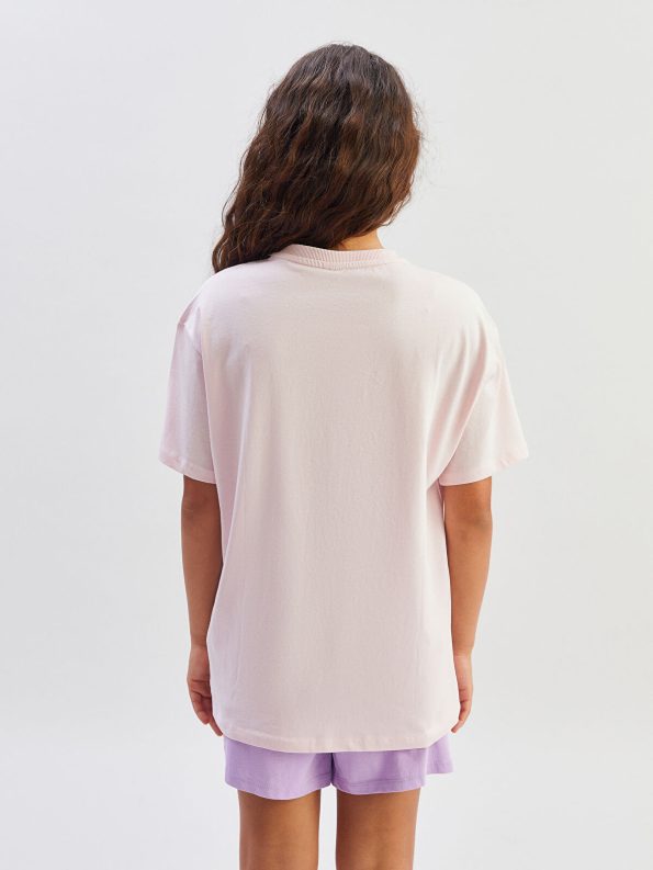 LCW Kids Pink Crew Neck T-Shirt for Girls