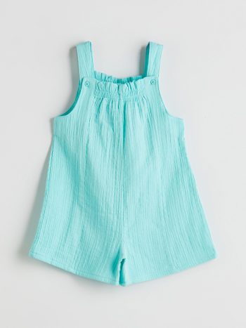 LCW Kids Turquoise Sleeveless Square Neck Girls' Overall