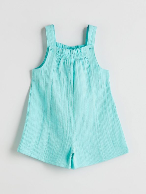 LCW Kids Turquoise Sleeveless Square Neck Girls' Overall