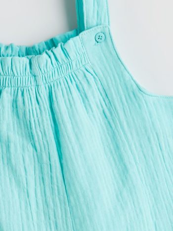 LCW Kids Turquoise Sleeveless Square Neck Girls' Overall