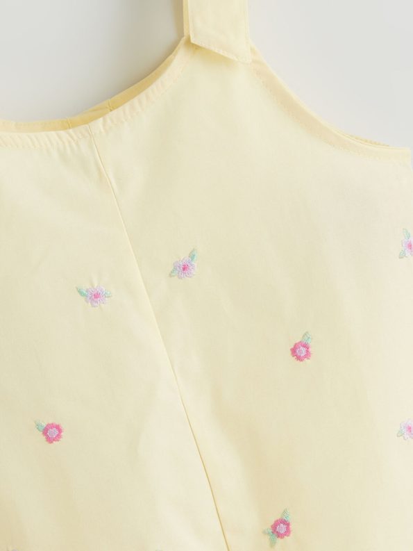 LCW Kids Yellow Strappy Floral Embroidered Baby Girl Overall