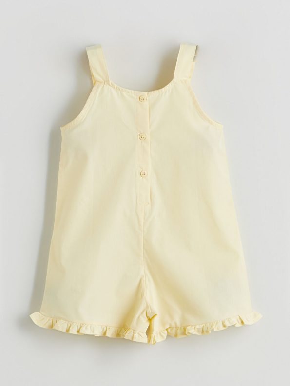 LCW Kids Yellow Strappy Floral Embroidered Baby Girl Overall