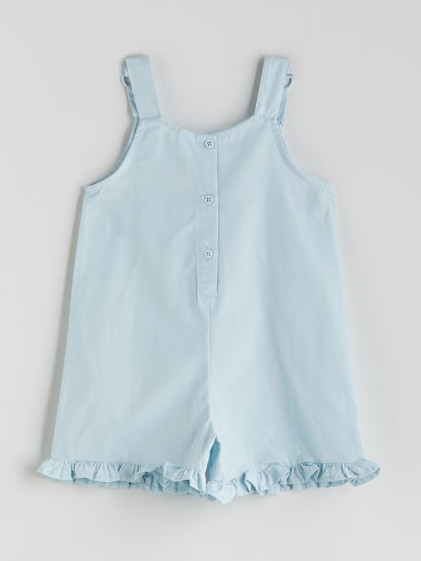 LCW Kids Blue Strappy Floral Embroidered Baby Girl Jumpsuit
