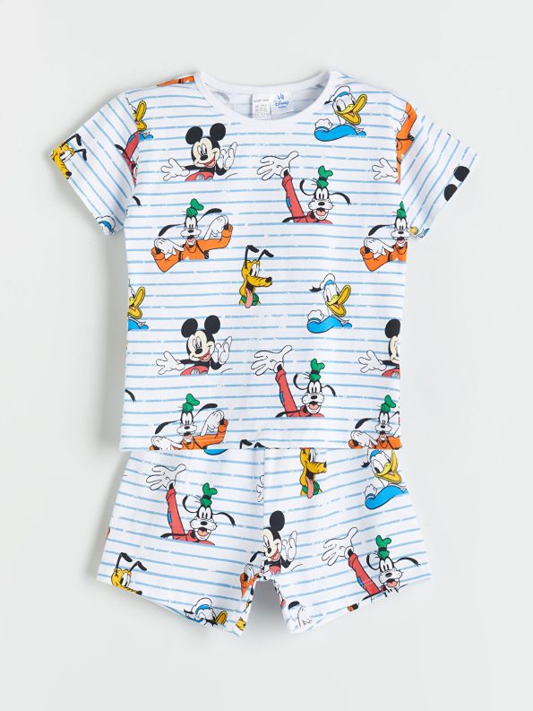 LCW Baby Cream Minnie Mouse Printed Boys' T-Shirt and Shorts Set