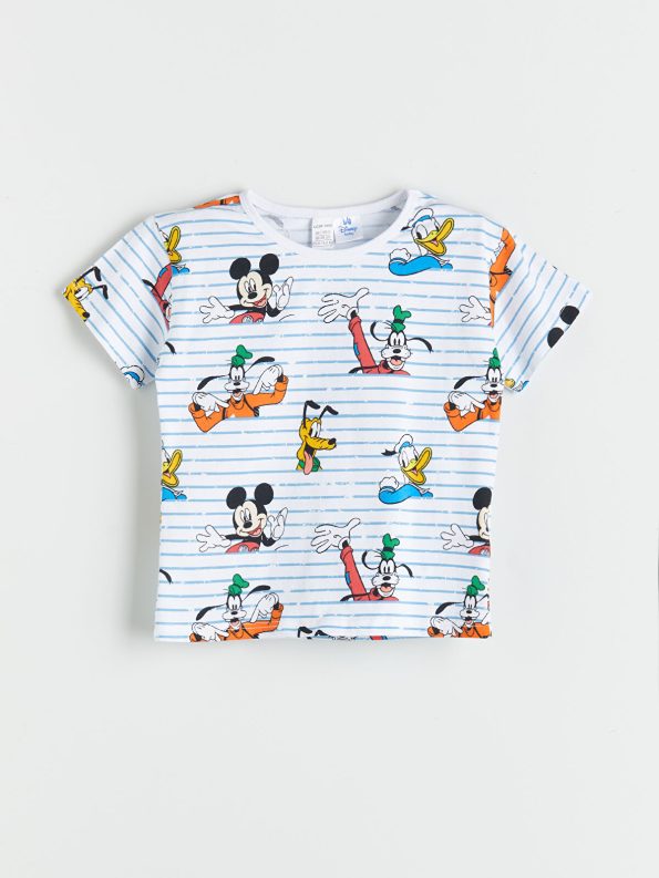LCW Baby Cream Minnie Mouse Printed Boys' T-Shirt and Shorts Set