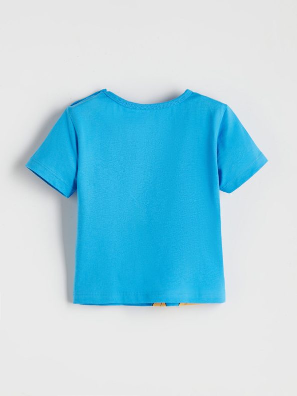 LCW Baby Blue Mickey Mouse Printed Boys' T-Shirt and Shorts Set