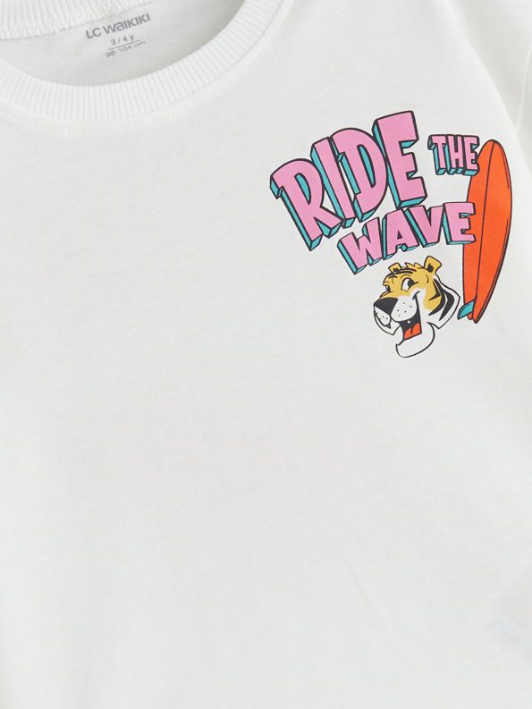 LCW Kids Cream Printed Boys T-Shirt and Shorts Set