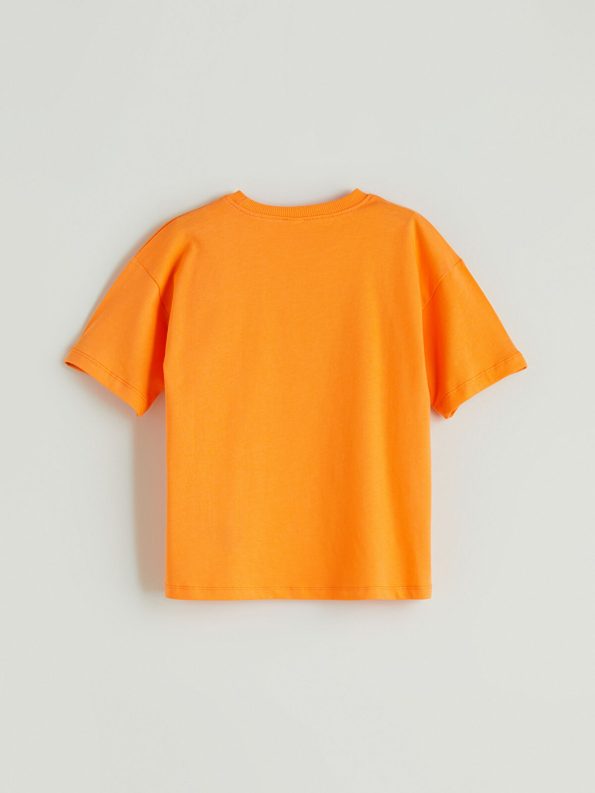LCW Kids Orange Printed Crew Neck T-Shirt for Boys