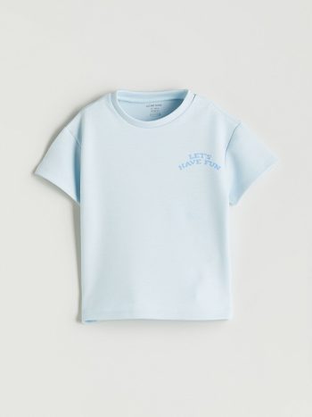 LCW Baby Blue Printed Boys T-Shirt and Shorts Set