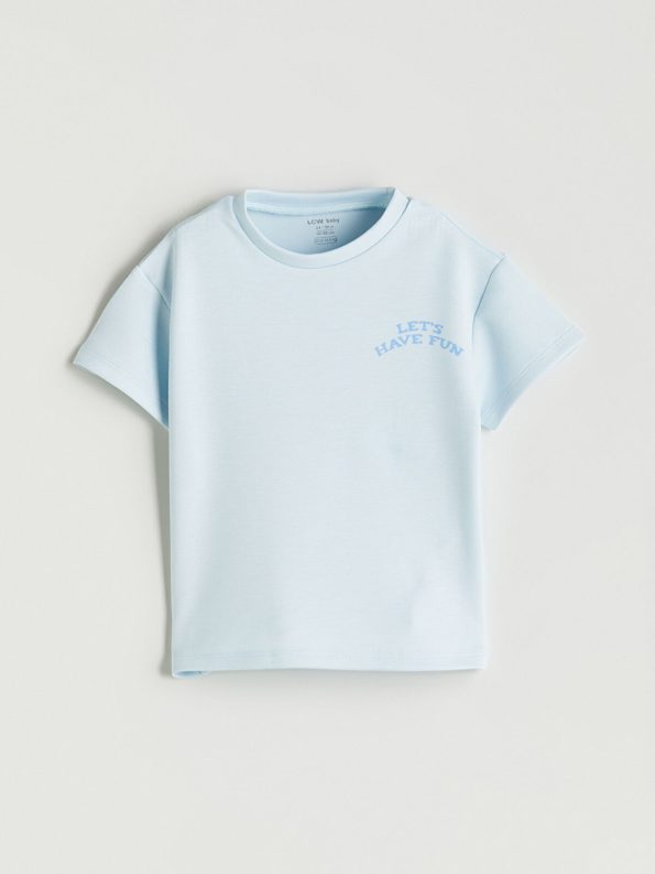 LCW Baby Blue Printed Boys T-Shirt and Shorts Set
