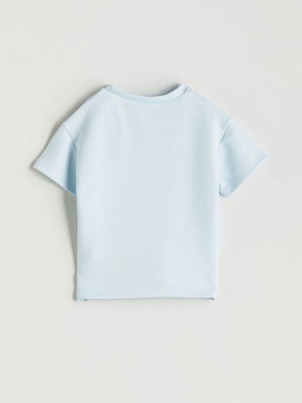LCW Baby Blue Printed Boys T-Shirt and Shorts Set