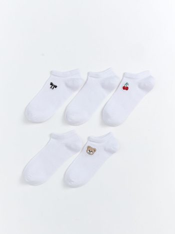 Patterned Girls' Ankle Socks Set of 5