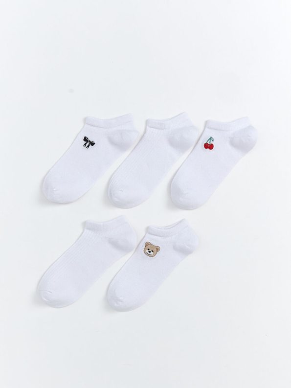 Patterned Girls' Ankle Socks Set of 5