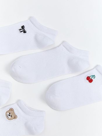 Patterned Girls' Ankle Socks Set of 5