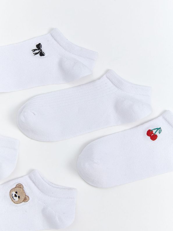 Patterned Girls' Ankle Socks Set of 5