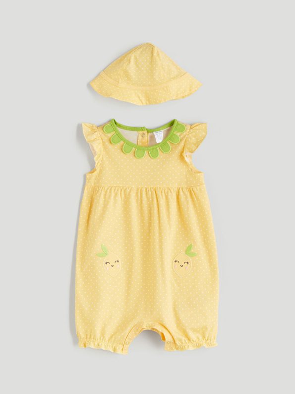 Embroidered Baby Girl Cotton Jumpsuit