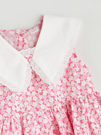LCW Kids Pink Floral Peter Pan Collar Dress