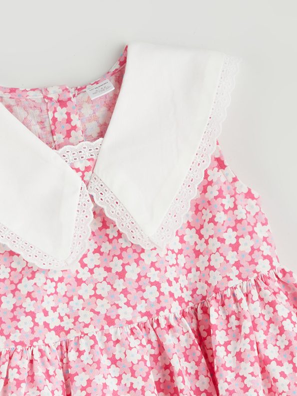 LCW Kids Pink Floral Peter Pan Collar Dress