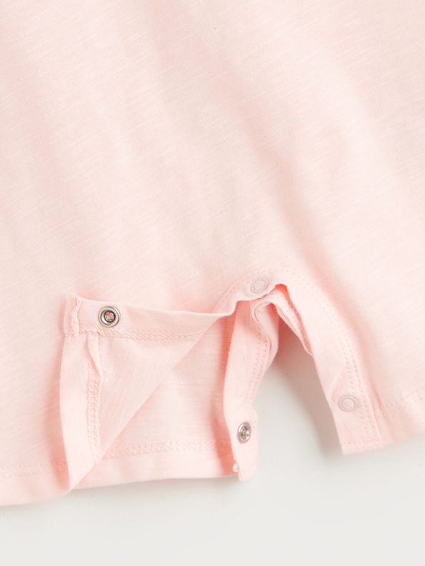 LCW Baby Pink Square Neck Floral Baby Romper