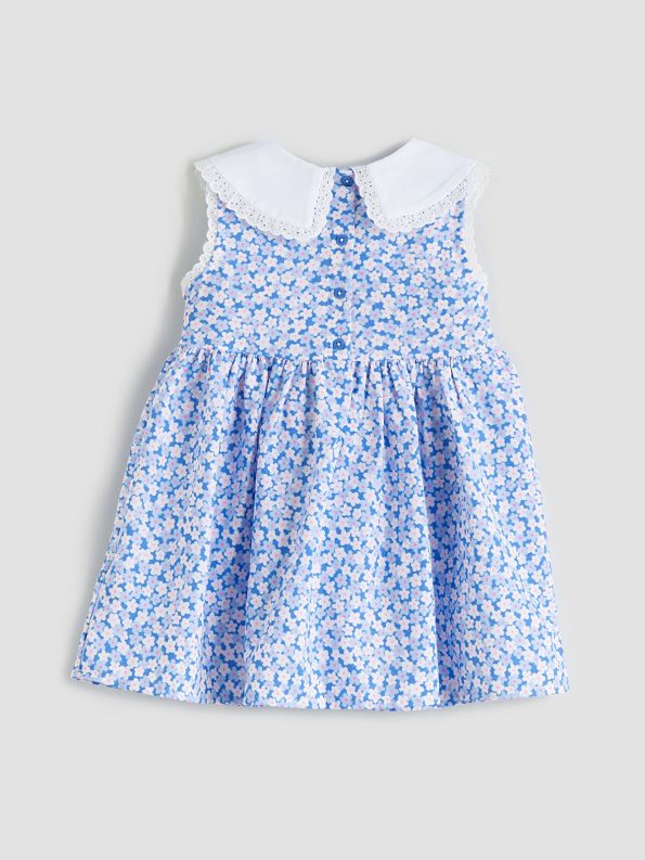 LCW Kids Blue Floral Linen Blend Dress