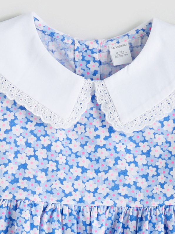 LCW Kids Blue Floral Linen Blend Dress