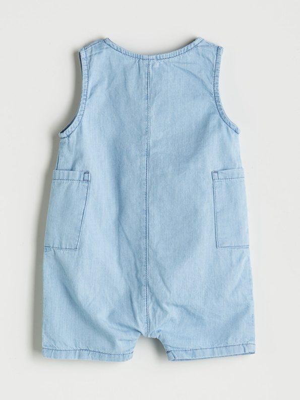 LCW Baby Blue Pocket Button-Up Baby Romper