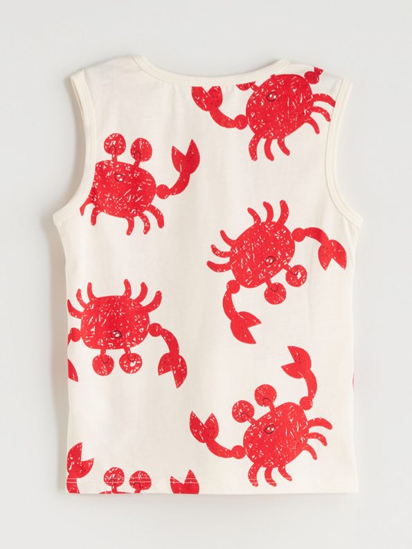 LCW Baby Cream Crab Print Boys' T-Shirt and Shorts Set
