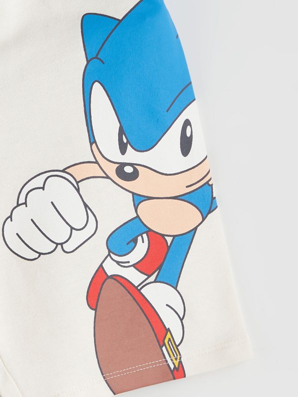 LCW Kids Beige Elastic Waist Sonic Printed Boys Shorts