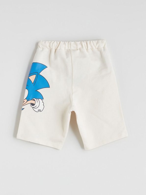LCW Kids Beige Elastic Waist Sonic Printed Boys Shorts