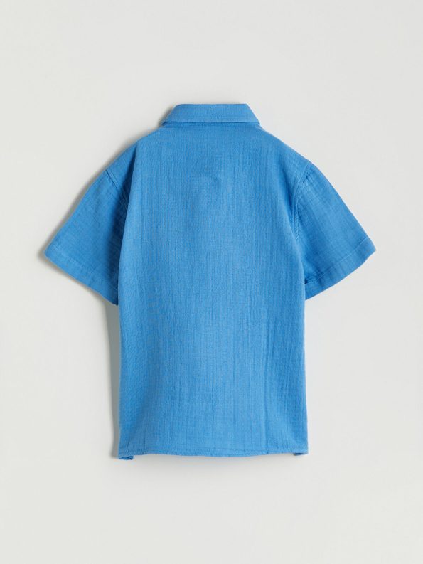 LCW Baby Blue Basic Cotton Shirt for Boys