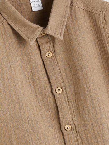 LCW Baby Brown Basic Cotton Shirt for Boys