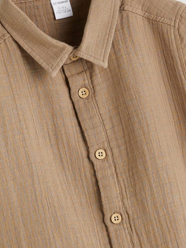 LCW Baby Brown Basic Cotton Shirt for Boys
