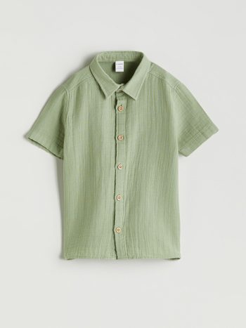LCW Baby Green Basic Cotton Shirt for Boys