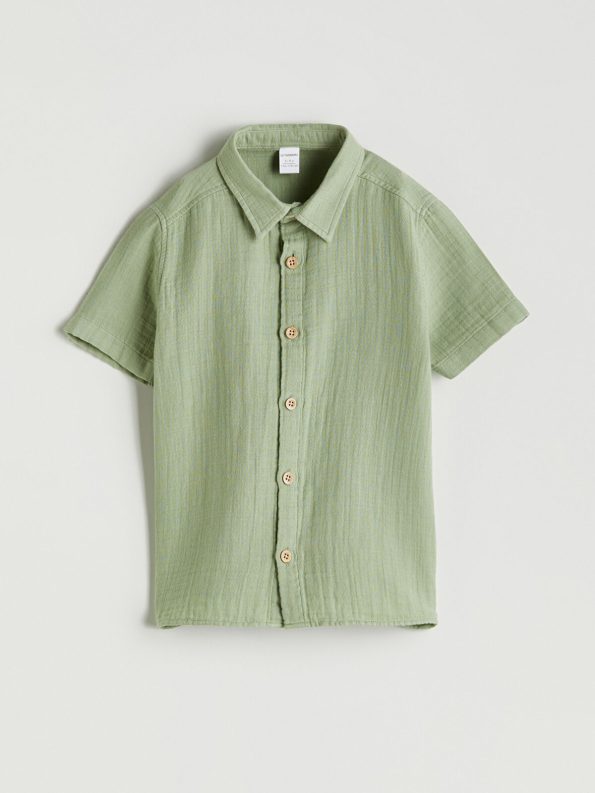 LCW Baby Green Basic Cotton Shirt for Boys